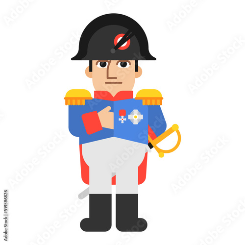 Napoleon Bonaparte put his hand in his jacket. Funny character