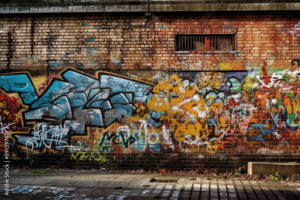 Naklejka premium graffiti on the wall created with Generative AI technology