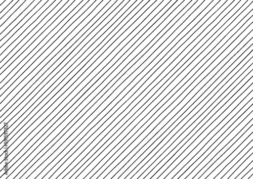 手描きの細い線で作った斜めストライプ - シンプルなシームレスパターン - A版 - 黒 