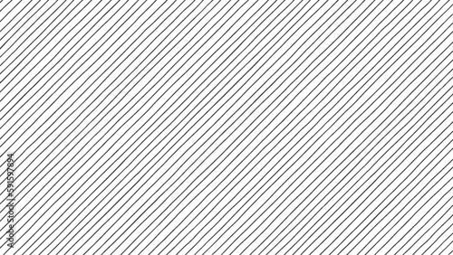 手描きの細い線で作った斜めストライプ - シンプルなシームレスパターン - 16:9 - 黒 