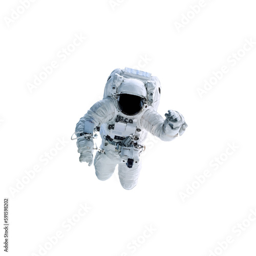 Fototapeta Naklejka Na Ścianę i Meble -  Single space Astronaut with black glas on the helmet isolated on white background. Vector illustration. Elements of this image were furnished by NASA