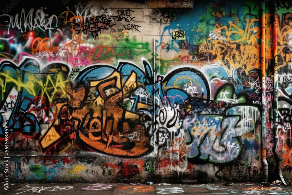 graffiti on the wall created with Generative AI technology graffiti on the wall created with Generative AI technology