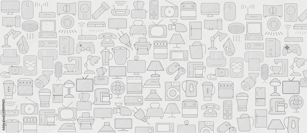 background with appliances icons, household appliances icon background