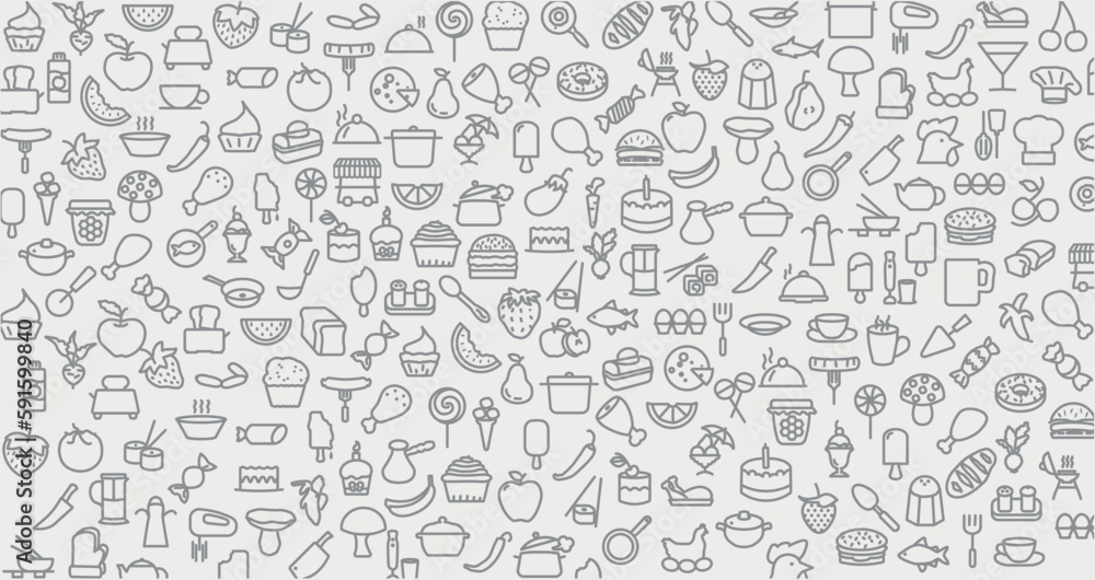 background with food icons, cooking, food icon background