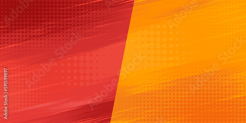 Pop art retro comic. Yellow and red background. Versus lightning blast halftone dots. Cartoon vs. Vector Illustration.