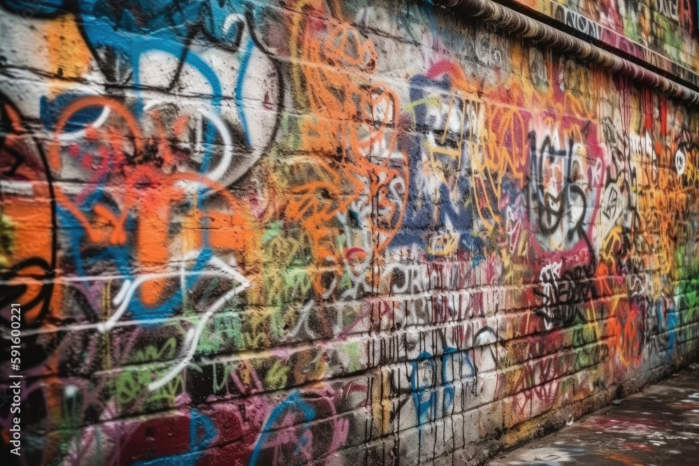 graffiti on the wall created with Generative AI technology graffiti on the wall created with Generative AI technology