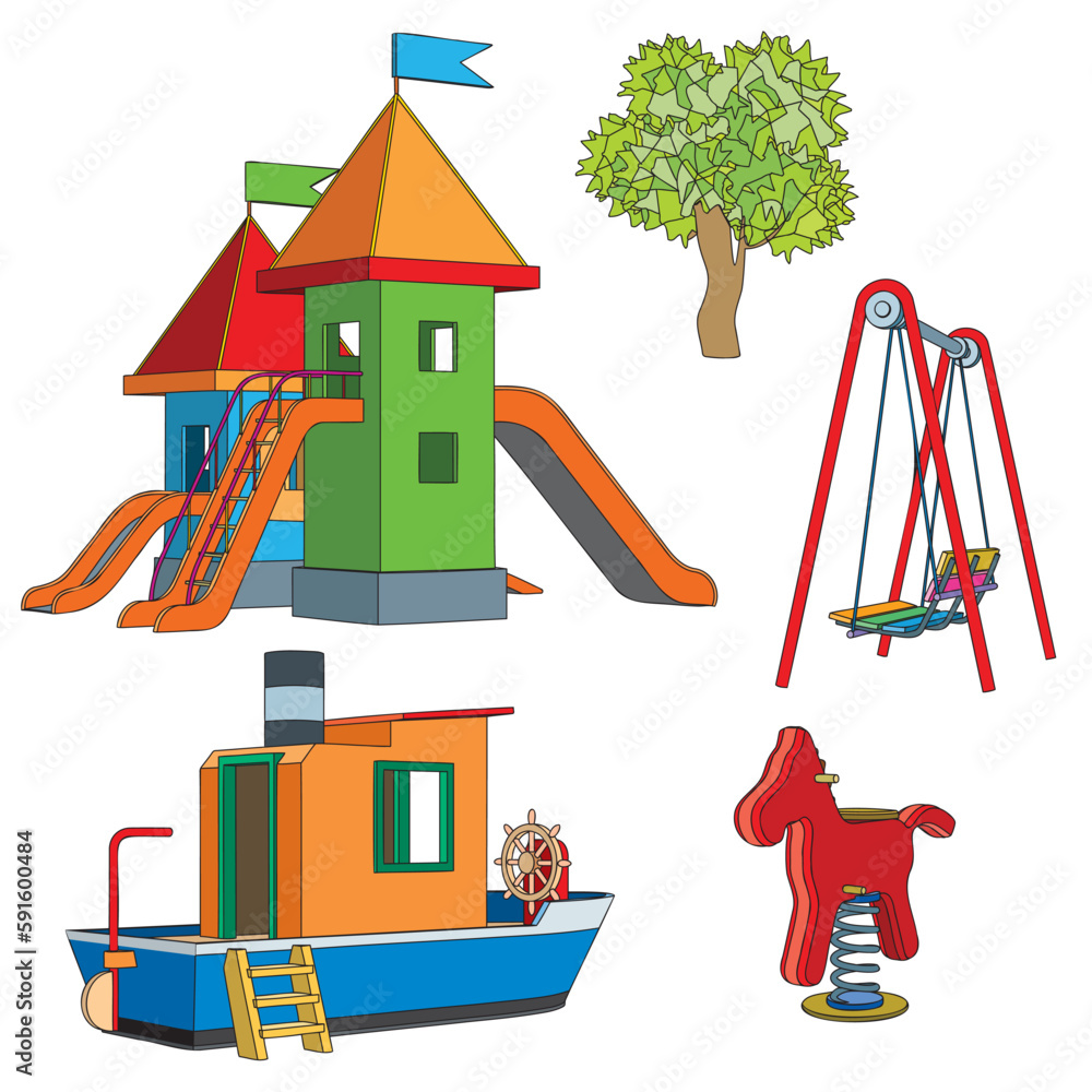 Fototapeta premium Set of objects for children's playground