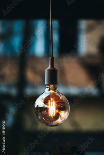 stylish light bulbs in the cafe