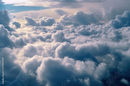 clouds above a blue sky at sunset, view of clouds through high plane, clouds on a sunny day © Fernando