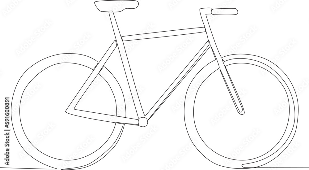 A bicycle with a higher seat. World bicycle day one-line drawing A bicycle with a higher seat. World bicycle day one-line drawing