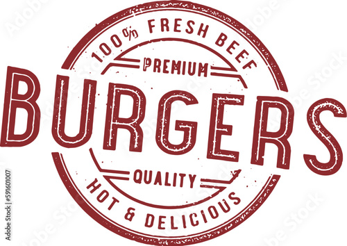 Vintage Burger Restaurant Menu Design Stamp