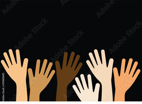 hands diversity muticolor multiethnic black background