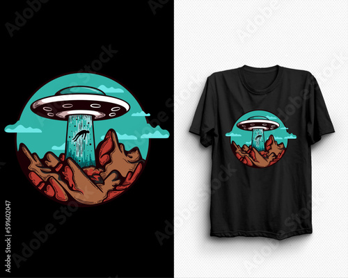 Alien t-shirt design, Vector graphic, typographic poster, vintage, label, badge, logo, icon or t-shirt