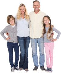 Cheerful family over white background