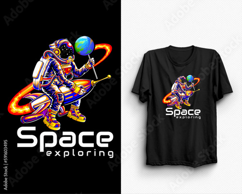 Space exploring Alien t-shirt design, Vector graphic, typographic poster, vintage, label, badge, logo, icon, or t-shirt
