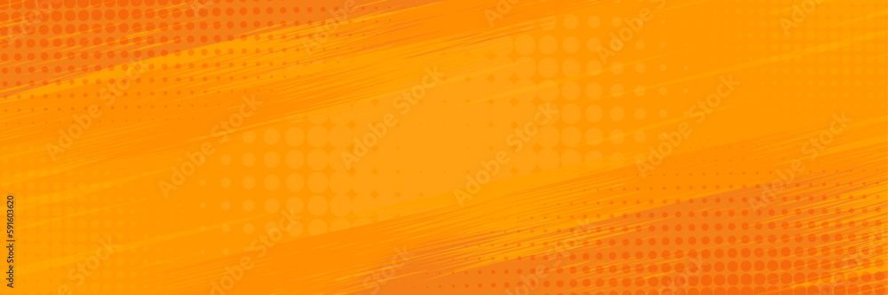 Fototapeta premium Vintage pop art yellow and orange background. Banner wallpaper vector illustration.