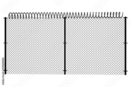 Digitally generated image of fence with spiral barbed wire