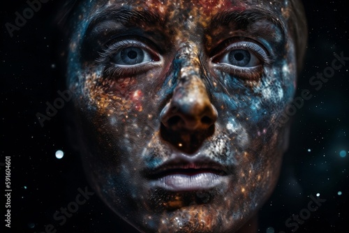 Galaxy on face  Galaxy mix with woman s face