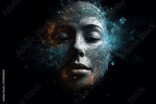 Galaxy on face, Galaxy mix with woman's face