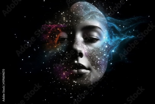 Galaxy on face  Galaxy mix with woman s face