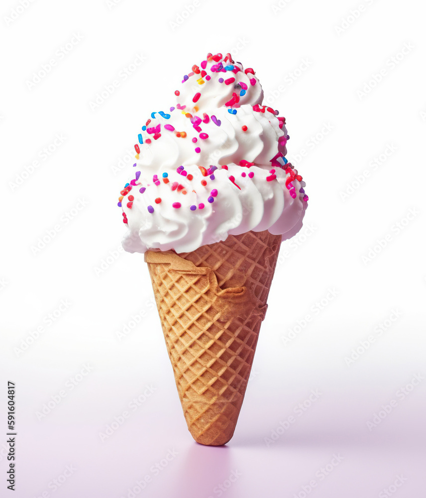 Vanilla ice cream cone. generative AI Vanilla ice cream cone. generative AI