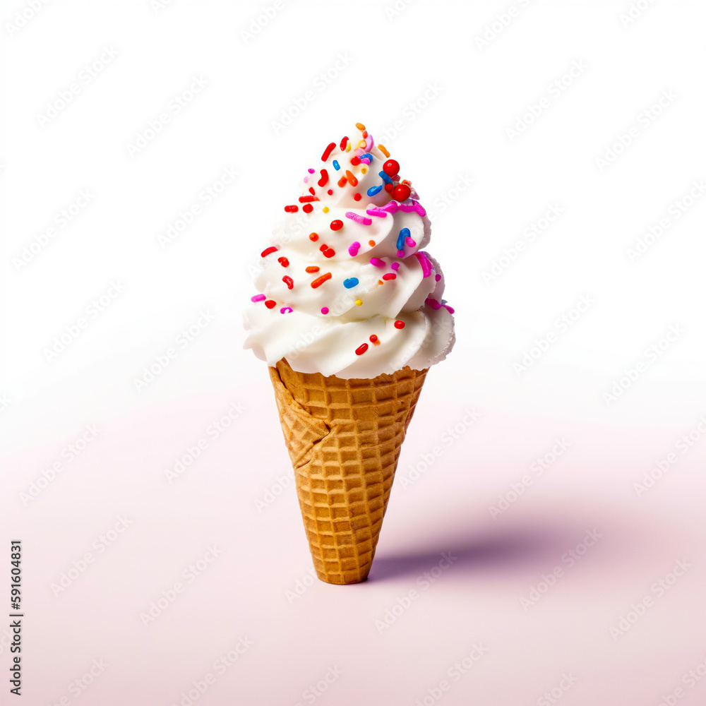 Vanilla ice cream cone. generative AI Vanilla ice cream cone. generative AI