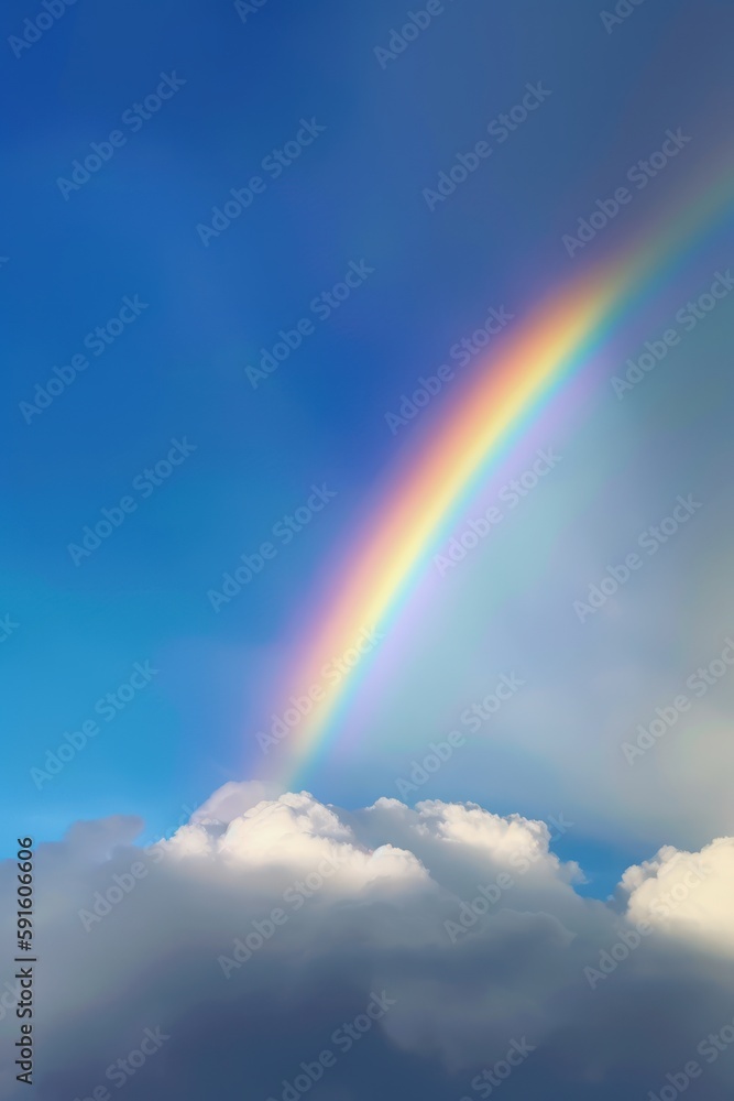 a rainbow with clouds in the sky