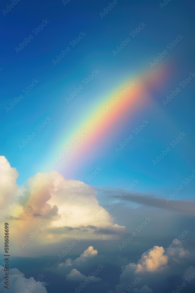 rainbow over stormy sky with clouds