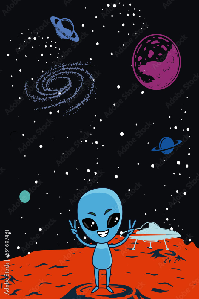 Fototapeta premium Alien t-shirt design, Vector graphic, typographic poster, vintage, label, badge, logo, icon, or t-shirt
