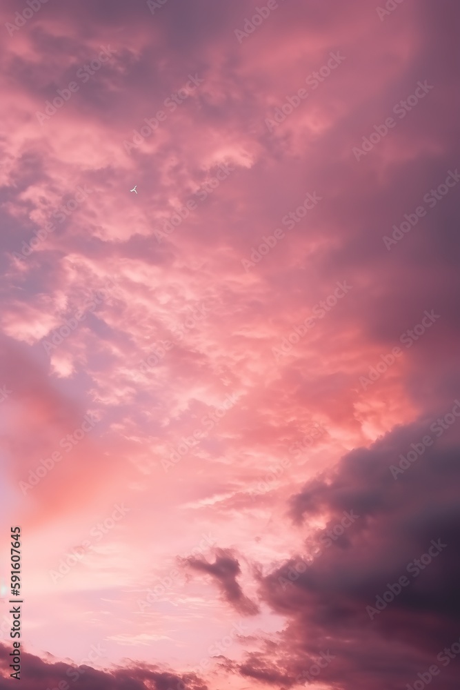 Fototapeta premium some clouds are over a pink sky
