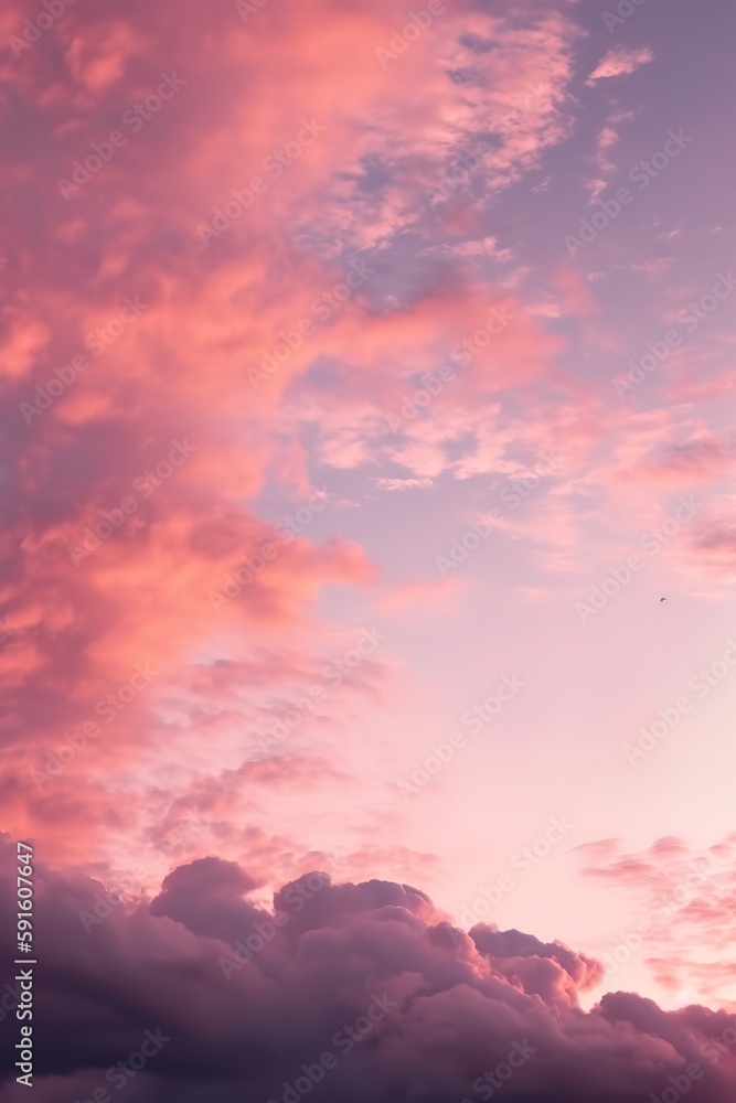 Fototapeta premium some clouds are over a pink sky
