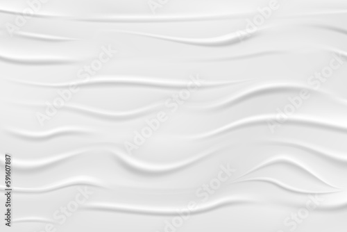 Texture white with wet paper effect, gray background for web design. Old cardboard cover template with folds and crumpled elements, vector illustration. © Nadzeya Pakhomava