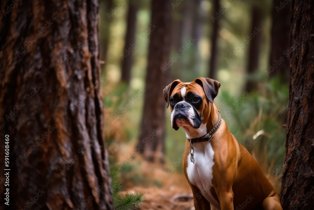 Boxer dog in the park