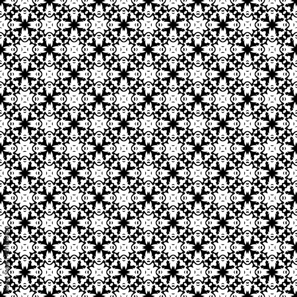 Black and white seamless pattern texture. Greyscale ornamental graphic design. Mosaic ornaments. Pattern template. Vector illustration. EPS10. Black and white seamless pattern texture. Greyscale ornamental graphic design. Mosaic ornaments. Pattern template. Vector illustration. EPS10.