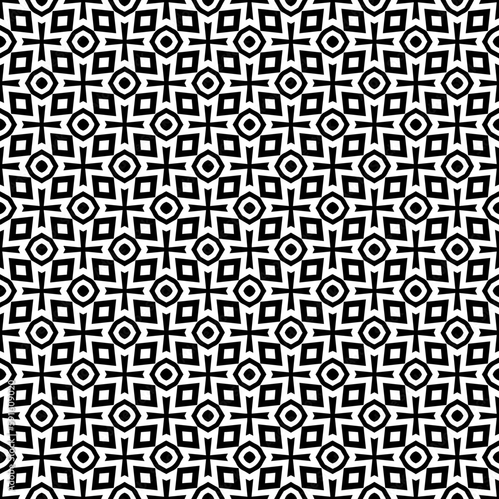 Black and white seamless pattern texture. Greyscale ornamental graphic design. Mosaic ornaments. Pattern template. Vector illustration. EPS10. Black and white seamless pattern texture. Greyscale ornamental graphic design. Mosaic ornaments. Pattern template. Vector illustration. EPS10.