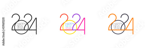 2024 Happy New Year Concept Vector Background Holiday Set. 2024 New Year of the Dragon. Design logotype number for website, social media, banner, flyer, brochure, greeting card