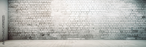 White brick wall  background for your images. Generative AI.