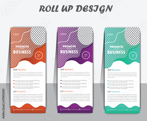 business card template. corporate roll up banner signage standee template. modern clean corporate business banner.