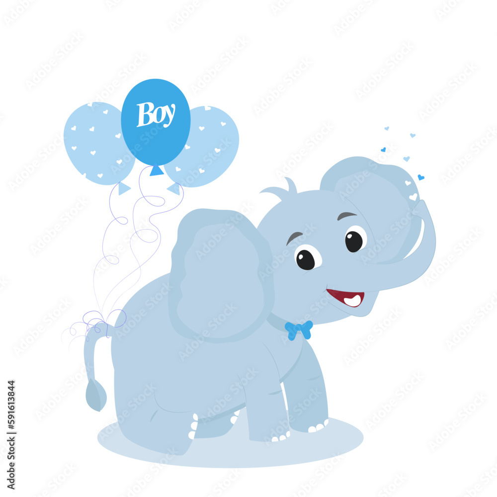 Obraz premium Cute beautiful elephant boy for children birthday