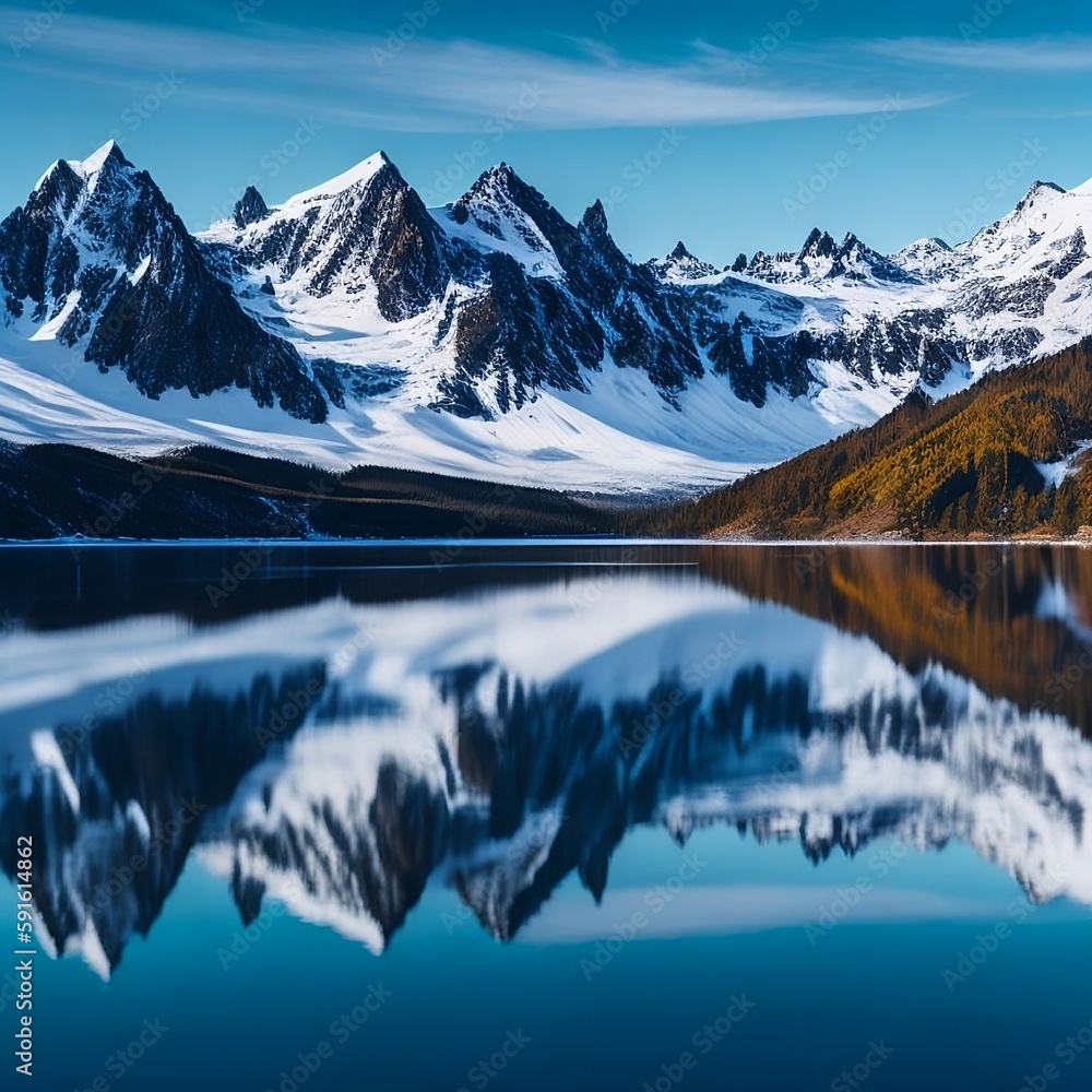 Naklejka premium lake in winter
