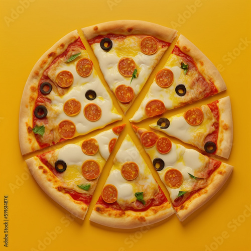 pizza, sliced ​​pizza. delicious pizza pizza slices pizza top view
generated by AI