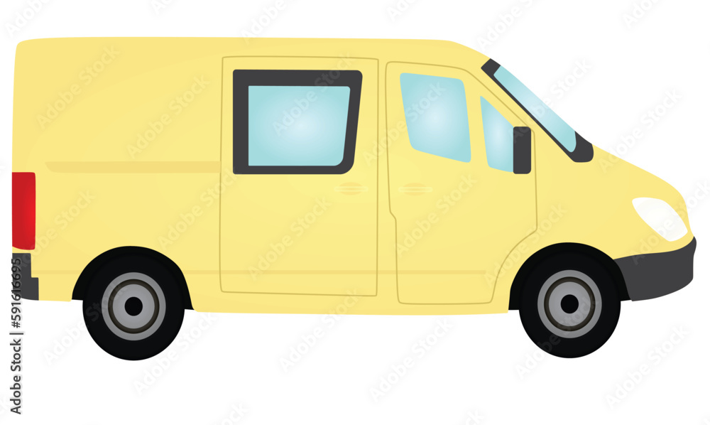 Yellow mini van. vector illustration