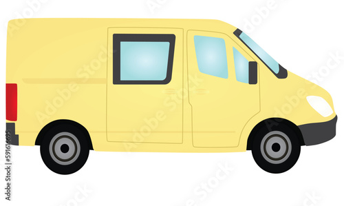 Yellow mini van. vector illustration