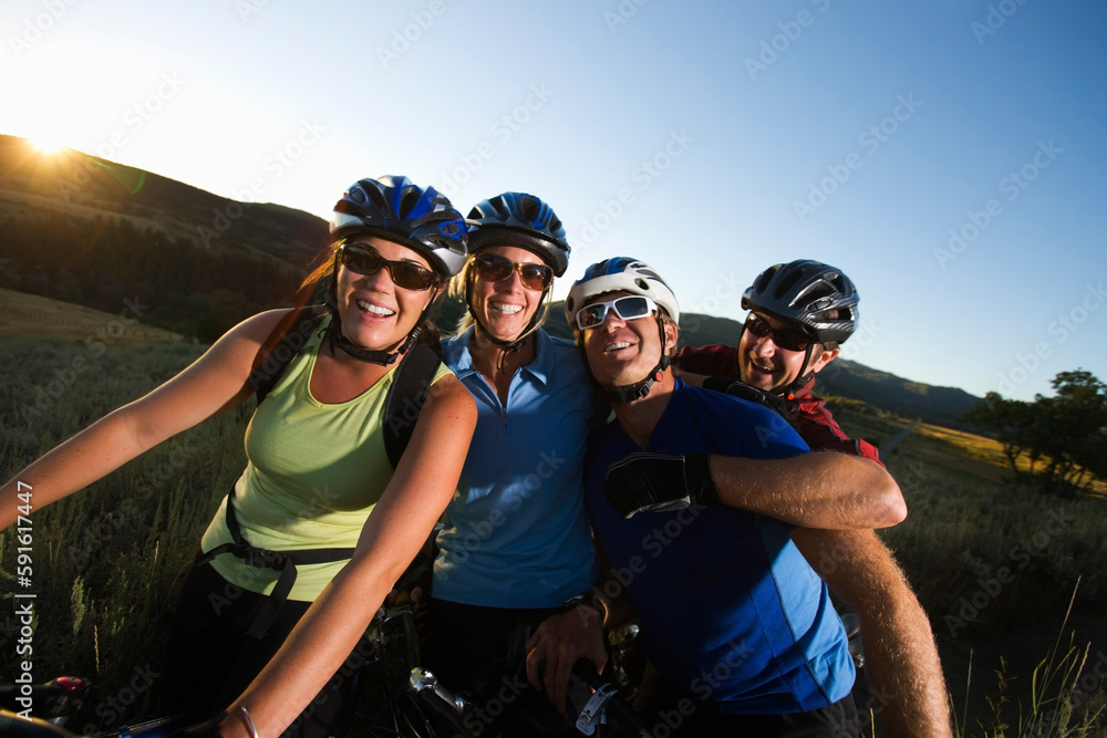 Group of Mountain Bikers, Near Steamboat Springs, Routt County, Colorado, USA Group of Mountain Bikers, Near Steamboat Springs, Routt County, Colorado, USA