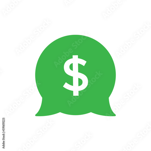 simple good deal bubble logo. concept of fintech consultant or chatbot for ecommerce and profitable bargain. flat style trend modern unity green logotype graphic design isolated on white background