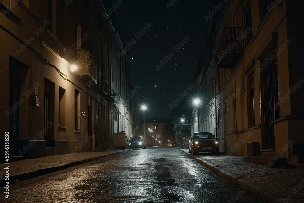 street in the night created with Generative AI technology street in the night created with Generative AI technology