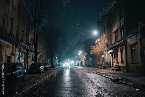 street in the night created with Generative AI technology