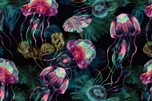 jellyfish and sea flowers in the sea © lemonmoon