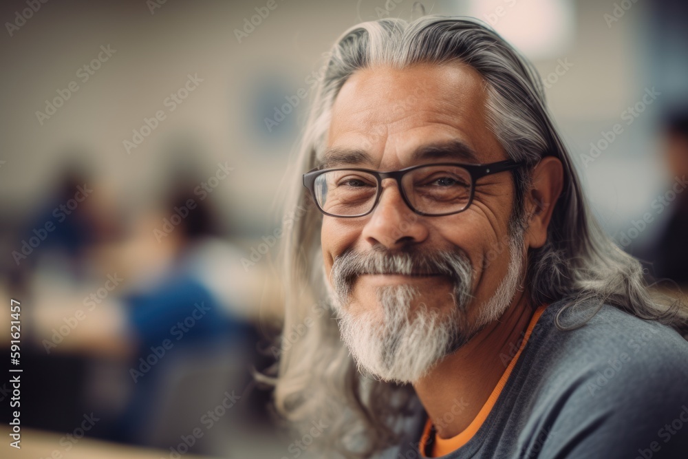 Portrait of a senior asian man with eyeglasses in the library Portrait of a senior asian man with eyeglasses in the library