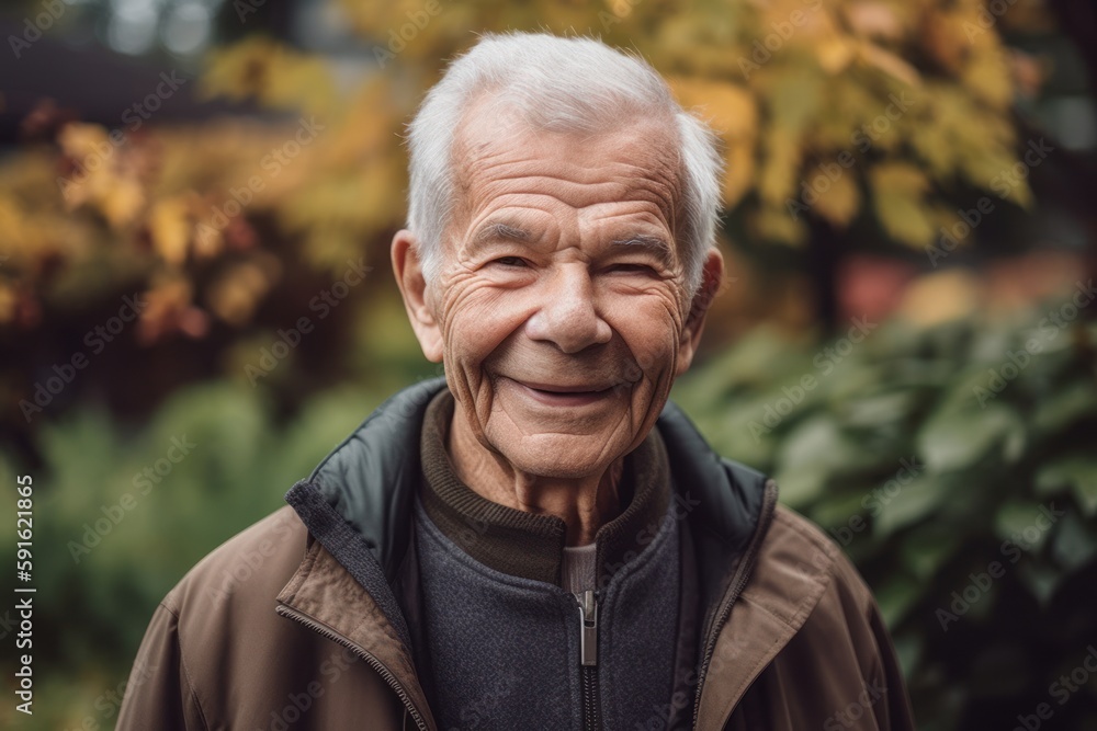 Portrait of smiling senior man looking at camera while standing in park